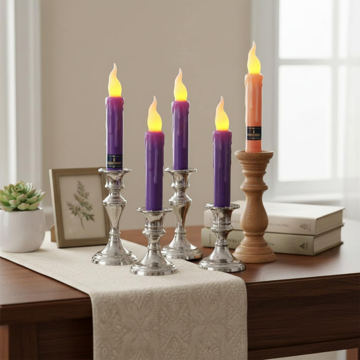 Gedengni Flameless LED Taper Candles with Remote - 6" Battery Operated Taper Candlesticks, Flickering Dripless Window Candles for Mother’Day Wedding Centerpiece Home Decor & Party,4 Pack