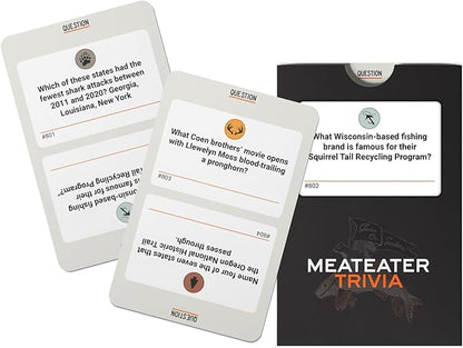 MeatEater Trivia Board Game - Hunting Fishing &amp Outdoor Knowledge Quiz Game with 800 Questions Great for Family Game Night Barbeques &amp Parties