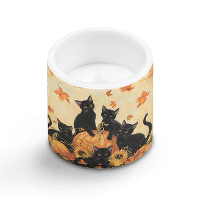 Cozeyat Halloween Cat Flameless Candles 4 Pack Battery Operated LED Pillar Candles with Remote Control Timer Waterproof for Indoor Outdoor Home