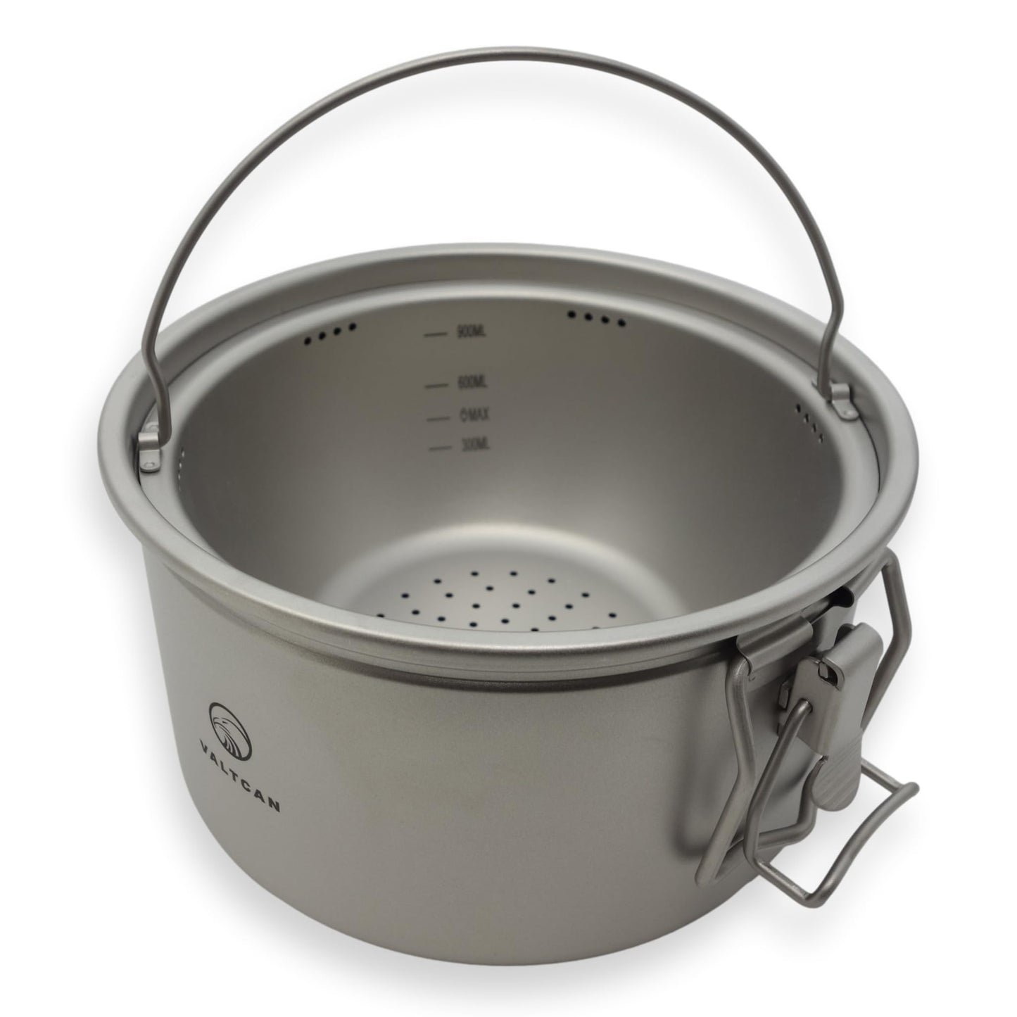 Valtcan 2000ml Titanium Rice Cooker Pot with Locking Lid 67 fl oz, Grade 1 No Coating PFAS-Free, Inner Pot with Measurement Marks, Ultralight 589g Camping Cookware for Backpacking Home Kitchen