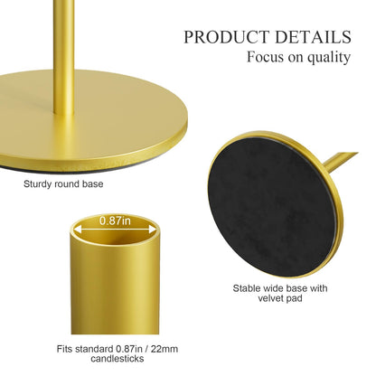 FSyueyun Gold Candle Holder Taper Candle Holders, Set of 6 Candle Stick Holders Decor for Mantel Table Centerpiece, Used for Wedding, Dinning, Housewarming Gift