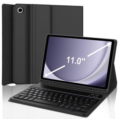 Keyboard Case for Samsung Galaxy Tab A9+ Tablet 11”, Dechatable Keyboard Bluetooth, Smart Cover Galaxy A9 Plus Tablet Case with Keyboard, Leather Folio Case for Tab A9 Plus with Pencil Holder, Black