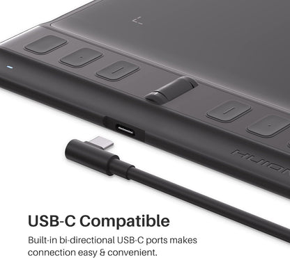 HUION Drawing Tablet Inspiroy 2 Small, Digital Art Tablet with Scroll Wheel, 6 Hotkeys, Battery-Free Stylus, Graphics Tablet for Drawing, Design, Writing, Work with PC, Mac & Android, Black