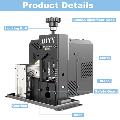 AQYY Electric Wire Stripper Machine, 0.06"-1.18" Automatic Wire Stripping Machine, Wire Stripping Tool for 1.5-25 mm Scrap Wire, Copper Wire Stripper Power Tool for Leftover Cable Recycling