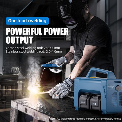 Cordless Welder Battery Powered Welding Machine With 2 Batteries, Portable MMA DC Welder Machine With LED Display Inverter Stick Welder(Blue)