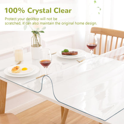 Eisdroma 39 x 79 Inch Clear Table Cover Protector, Clear Table Protector for Dining Room Table, 1.5mm Plastic Table Cover, Waterproof Table Pad for Kitchen, Office