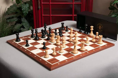 The House of Staunton The Grandmaster Chess Set Box and Board Combination - Ebonized Boxwood