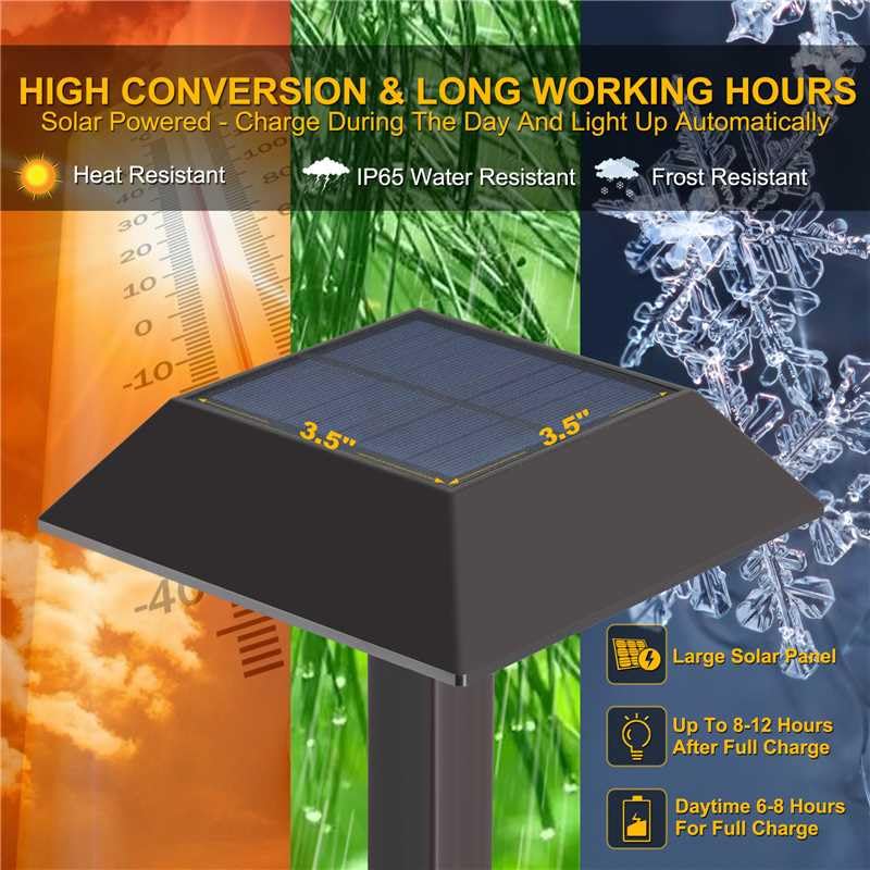 Bobcat Solar Landscape Pathway Lights Super Bright with 2-in-1 Warm White and Daylight Modes, Solar Lights for Outdoor Path, Sidewalk, Driveway, or Walk Way, Dark Brown(4 Pack)