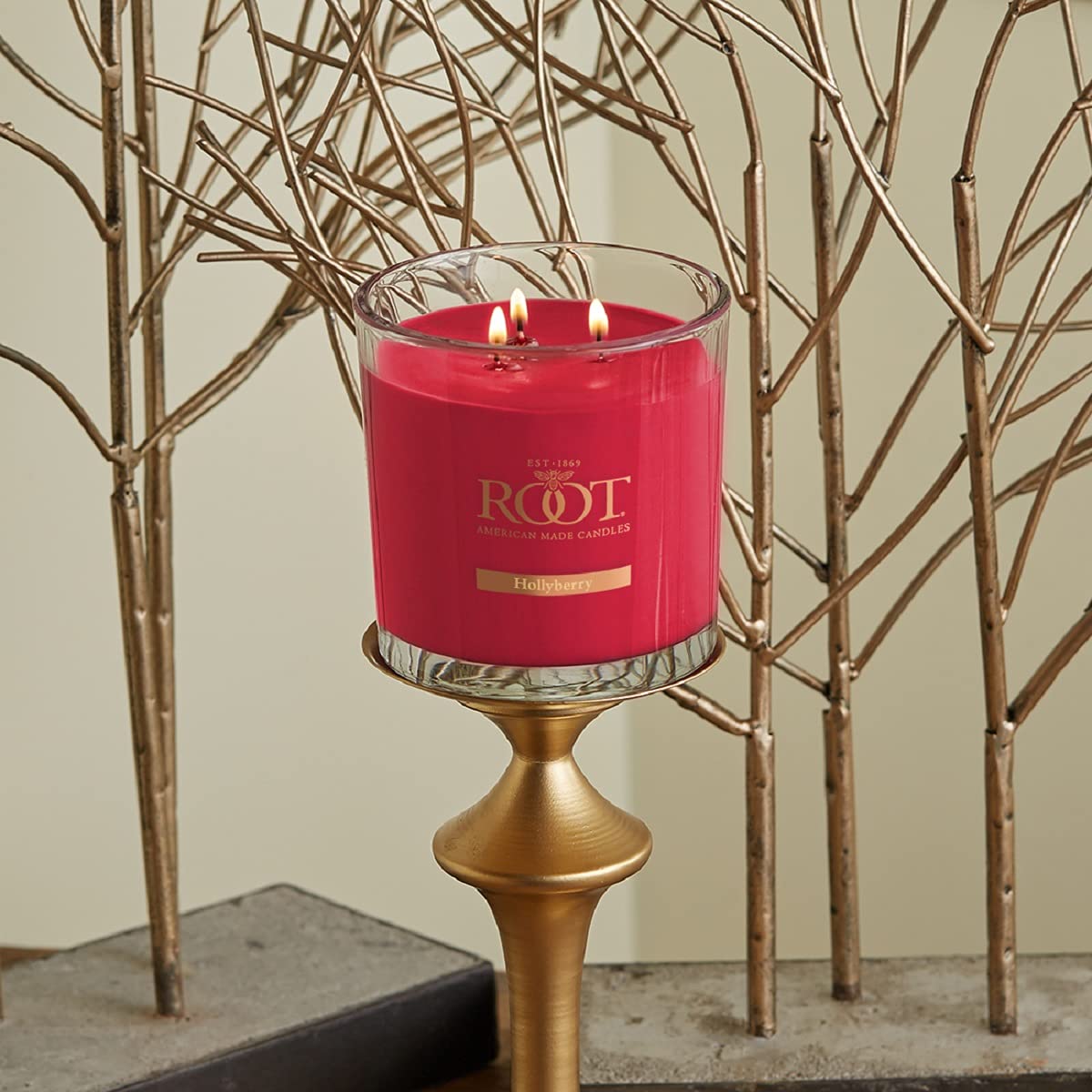 Root Candles 3-Wick Hive Scented Beeswax Blend Candle, 12-Ounce, Hollyberry
