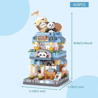 4 Mini City Shop Street View Building Blocks Model SetSimulation Architecture Collection Particle Construction Building Bricks ToyHome Decoration