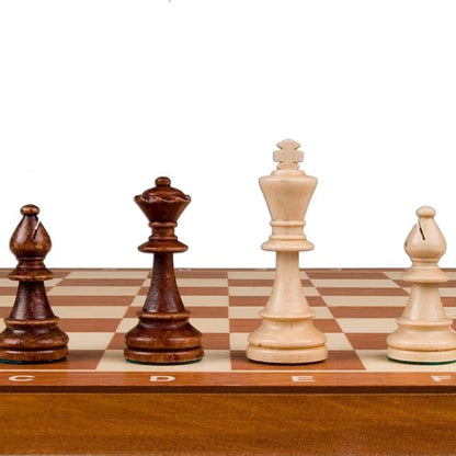 Wegiel Handmade European Professional Tournament Chess Set - Wooden 21 Inch Folding Board with Felt Base &amp Hand Carved Chess Pieces - Compartment Inside The Board to Store Each Piece