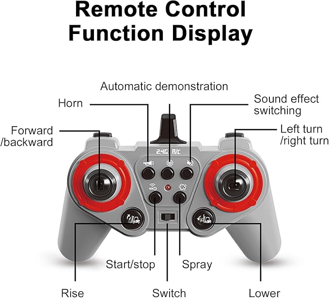 Remote Control Forklift 11 Channel 2 in 1 RC Forklift Transform Lift Fork &amp Hook 2.4Ghz RC Construction Vehicle Toy with Lights Sound Spray Function for Kids Adults