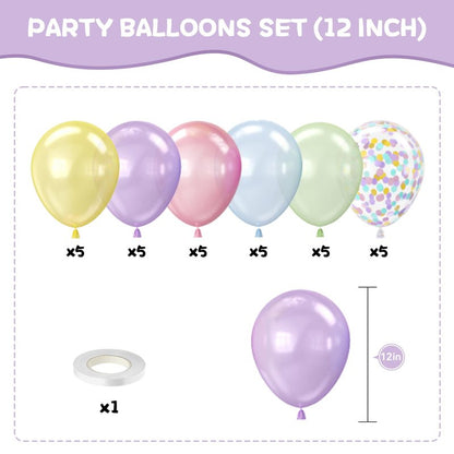 Pastel Pearl Balloons, 12 Inch Light Blue Purple Green Pink Yellow Latex Party Balloon for Birthday Graduation Anniversary Baby Shower Wedding Decorations