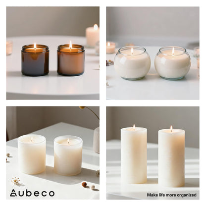 Aubeco 240Pcs Candle Wick, Low Smoke 4 Inch Pre-Waxed Cotton Wick with Tabs, Natural Cotton Core for Candle Making, Soy Candle DIY
