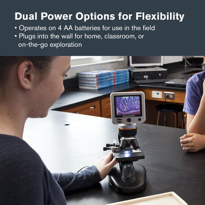 Celestron – LCD Digital Microscope II – 3.5" Screen – 5MP Camera – 40x–1600x Magnification – Rotating Head – SD Card Included – TV Output – Ideal for Slides, Labs, Classrooms, Biology, Education