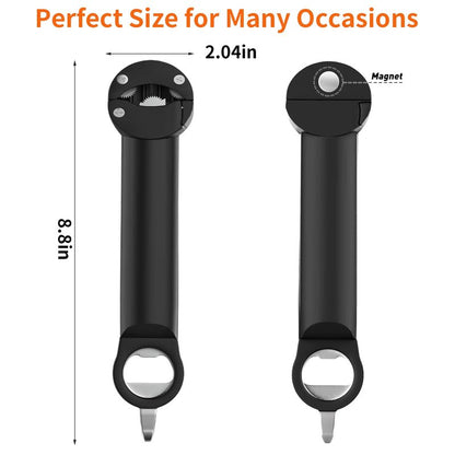 7 in 1 Jar Opener, Multifunctional Retractable Bottle Opener, Magnetic Can Opener, Suitable for Elderly People with Hand Weakness, Arthritis, Weak People, Kitchen Lid Opener, Black