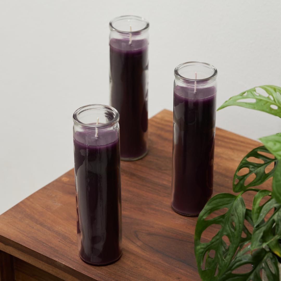 Simply Soson 2x8 inch Purple Devotional Candles in Glass Jar - 6 Pack - 90 Hours – Prayer Candle - Tall Pillar Candles for Religious, Memorials, Party Décor