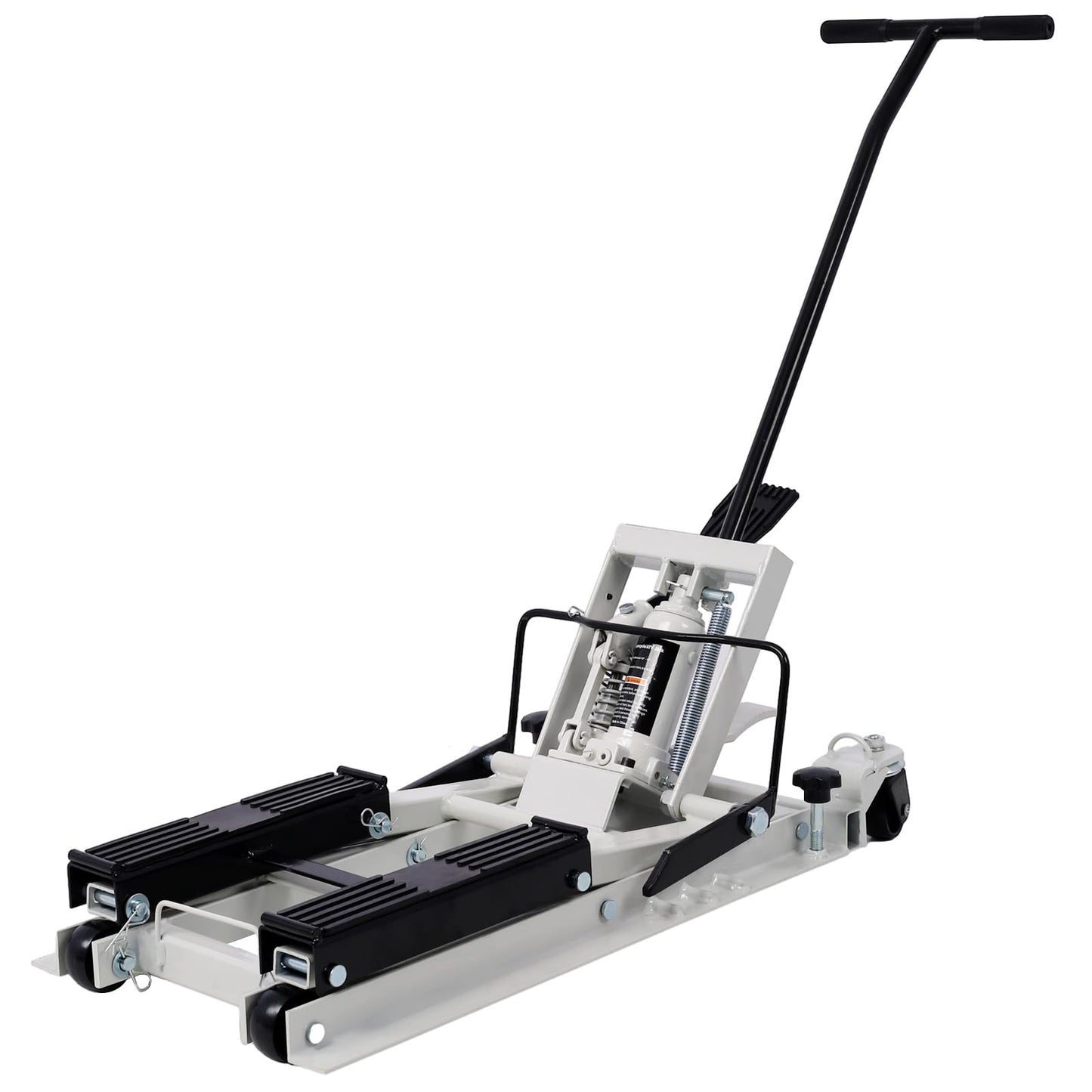 SPOFLYINN Hydraulic Motorcycle Lift Jack 1500 LBS Capacity Scissor Lift Jack Foot-Operated Lift Table with 4 Wheels for ATV UTV Powersports Gray