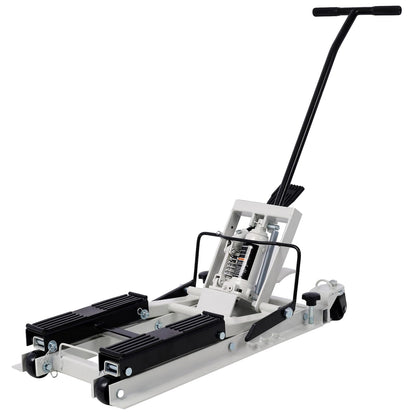 SPOFLYINN Hydraulic Motorcycle Lift Jack 1500 LBS Capacity Scissor Lift Jack Foot-Operated Lift Table with 4 Wheels for ATV UTV Powersports Gray
