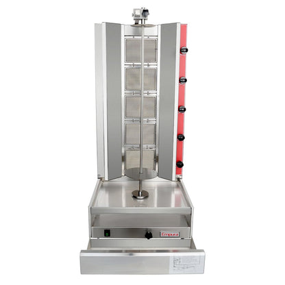 EMPURA 21" Heavy-Duty Vertical Broiler Gas | Commercial Gyro Rotisserie Griller with U-Shape Burner for Concession Stand | 130 lb Capacity, 9500 BTU, 21"W x 23"D x 44"H, Stainless Steel, NSF, 120v