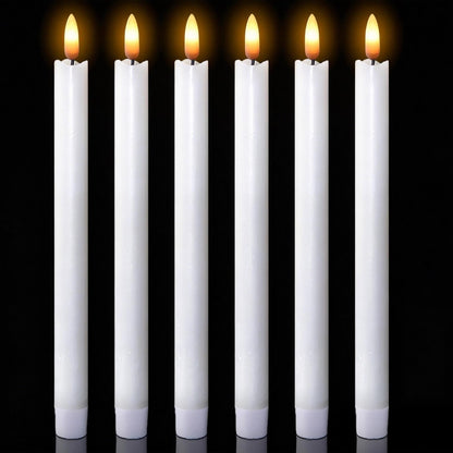 Wondise White Flameless Taper Candles with Timer, 6 Pack Battery Operated LED Flickering Real Wax Candle for Christmas Thanksgiving Wedding Decorations