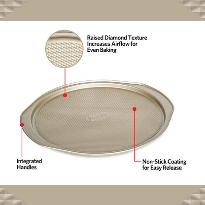 Glad Nonstick Large Pizza Pan for Oven | Round Baking Tray | Textured Cooking Sheet Crisper | Premium Bakeware Series for Home Kitchen