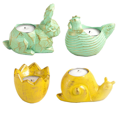 Candlestick Holders Easter Candlestick Home Furnishing Rabbit Animal Candle Tray Snail Eggshell Chicken Shape Candle Holders Party Decoration Candle Holders (Color : B)