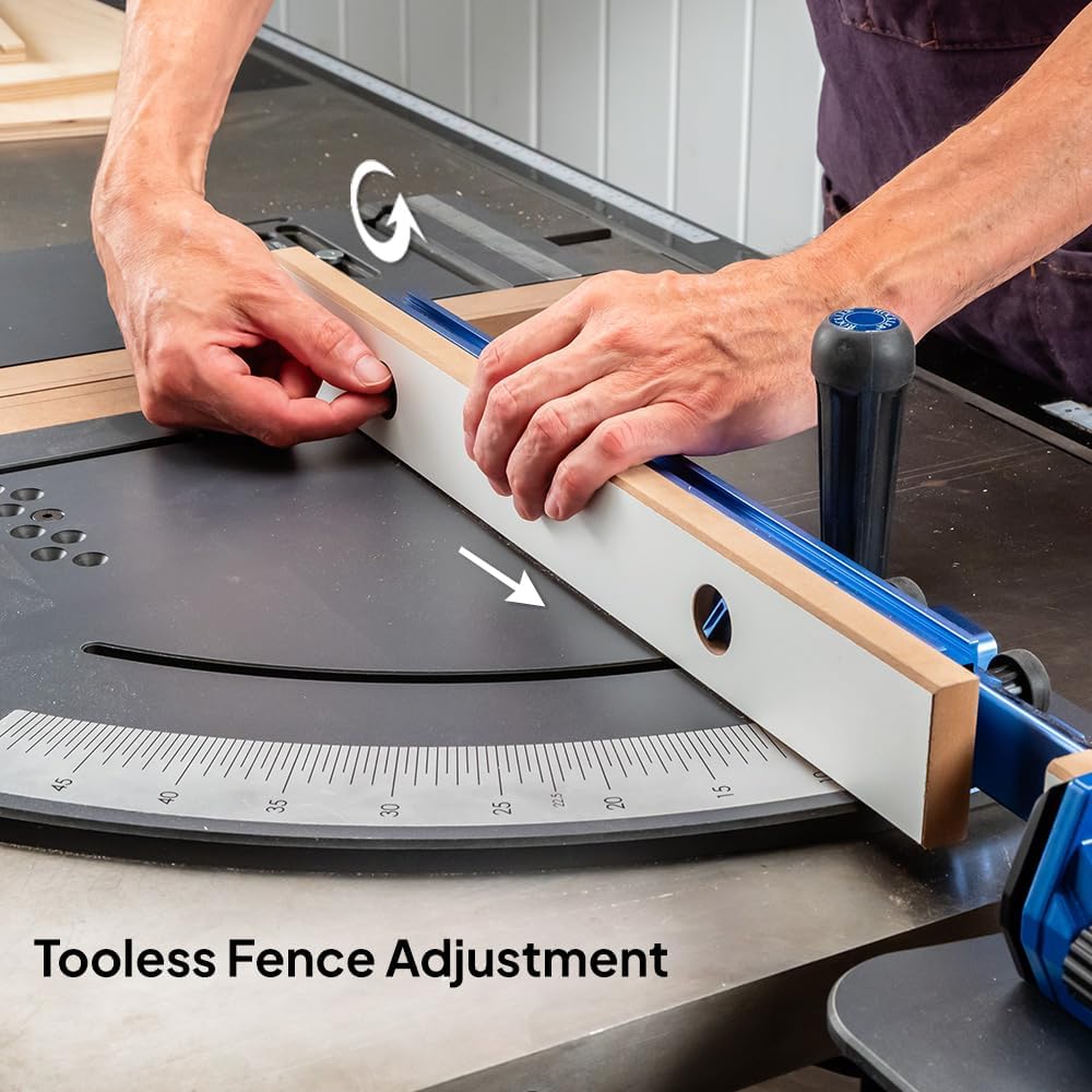 Rockler Table Saw Crosscut Sled with Telescoping Fence - Micro-Adjust Flip Stop & Hold-Down Clamp - Precision Crosscut & Miter Sled for Cabinet & Contractor Table Saws