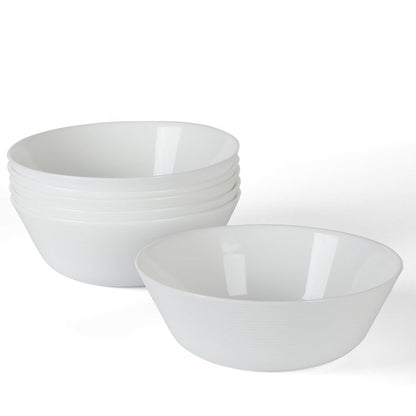 Martha Stewart Opalton 6-Piece 6-Inch Soup and Cereal Bowls – Lightweight, Chip and Break Resistant Opal Glass Bowls for Everyday Use