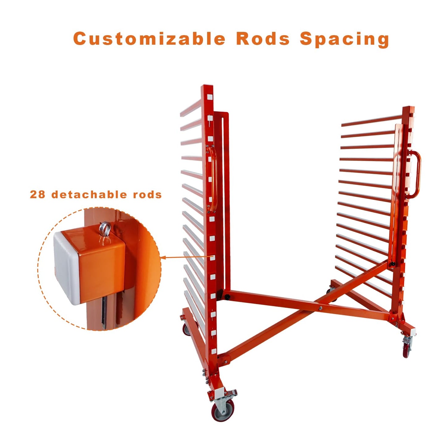 CC LOT Industrial 15-Tier Paint Drying Rack with Wheels, Width Adjustable 12"-58", 110 lbs Per Shelf, Heavy Duty Metal Drying Stand for Cabinet Doors, Factory, Professional Use