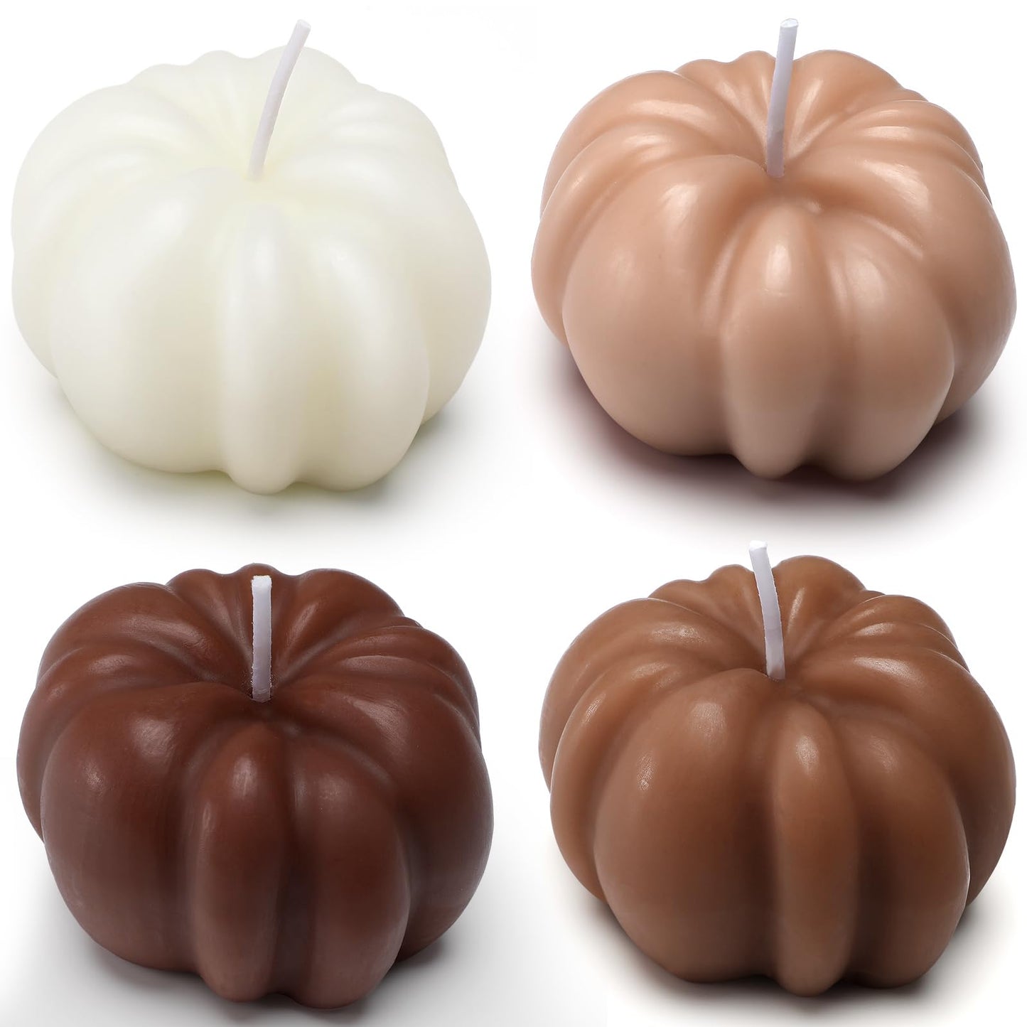 Nuanchu 4 Pcs Thanksgiving Pumpkin Shaped Soy Candles Fall Pumpkin Home Decorations Fall Scented Tealight Handmade Candle Autumn Gift Cinnamon Scent for Autumn Thanksgiving Decor(Maillard)