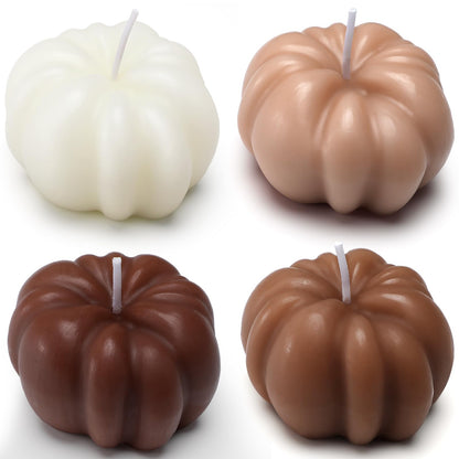 Nuanchu 4 Pcs Thanksgiving Pumpkin Shaped Soy Candles Fall Pumpkin Home Decorations Fall Scented Tealight Handmade Candle Autumn Gift Cinnamon Scent for Autumn Thanksgiving Decor(Maillard)