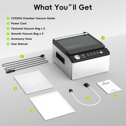 TIITSS Chamber Vacuum Sealer, 230W Powerful Vacuum Packing Machine with 6.8QT/6.4L Large Chamber and 12-inch Seal Bar for Meats, Soups, Sauces and Liquids, Ideal for Home and Commercial Use