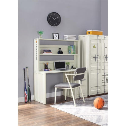 Acme Cargo Metal Desk and Hutch with Shelf in White