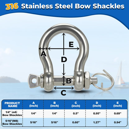 FUCNEN 5/8" Boat Anchor Rope 200 FT with 316 Stainless Steel Anchor Chain 5/16" x 10 FT, 5/16" Bow Shackles and 5/8" Thimble, Anchor Rode for Mooring, Boats Pontoon, Deck, Fishing, Sail