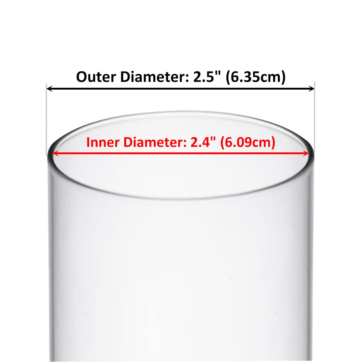 CYS EXCEL 6 PCS (H:14" D:2.5") Glass Hurricane Candleholder Tubes | Open-Ended Bottomless Cylinder, Chimney Tube for Taper Candles and Candlesticks