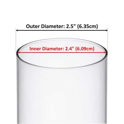 CYS EXCEL 6 PCS (H:14" D:2.5") Glass Hurricane Candleholder Tubes | Open-Ended Bottomless Cylinder, Chimney Tube for Taper Candles and Candlesticks
