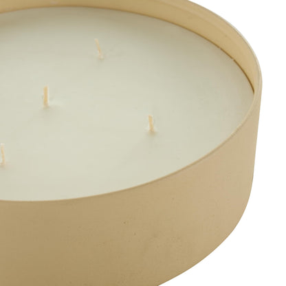 Deco 79 Metal Decorative Candle Juicy Black Cherries Scented Textured 59oz 5 Wick Aromatherapy Candle with White Wax, Wax Aromatherapy Candle 9" x 9" x 3", Beige