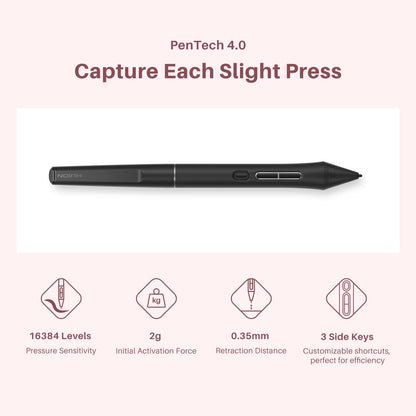 HUION Kamvas 13 (Gen 3) Drawing Tablet with Screen, Full-Laminated Graphic Tablet with Anti-Sparkle Canvas Glass, PenTech 4.0, 16384 Pen Pressure, Dual Dial & 5 Custom Keys for PC, Mac, Android, Pink