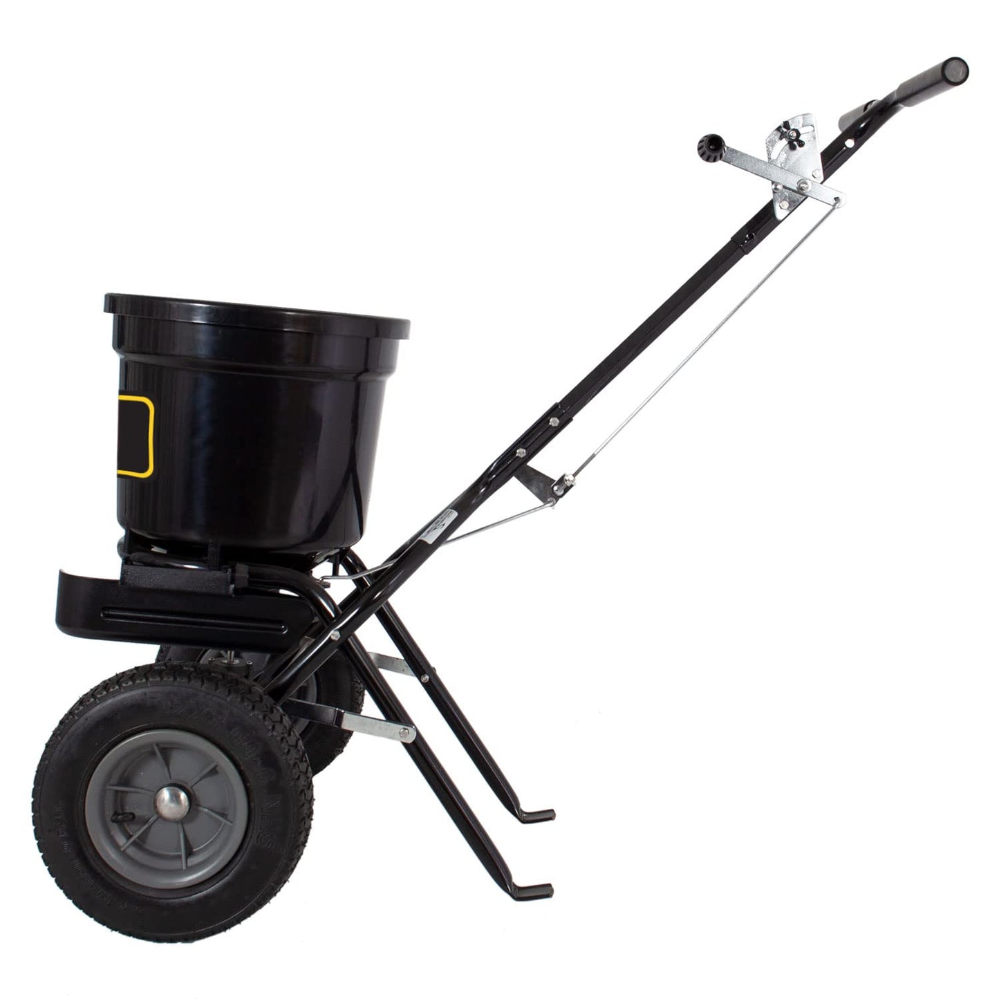 Brinly P20-500BHDF-A Push Spreader with Side Deflector Kit and Hopper Grate, 50 lb. Capacity - Flat Black