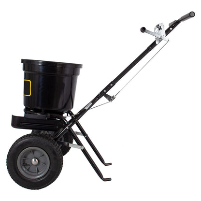 Brinly P20-500BHDF-A Push Spreader with Side Deflector Kit and Hopper Grate, 50 lb. Capacity - Flat Black