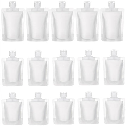 TUZAZO 15 Pack Travel Pouches for Toiletries, TSA Approved Travel Size Container, Refillable Empty Small Stand Up Travel Pouches for Shampoo Conditioner Lotion Soap Liquids