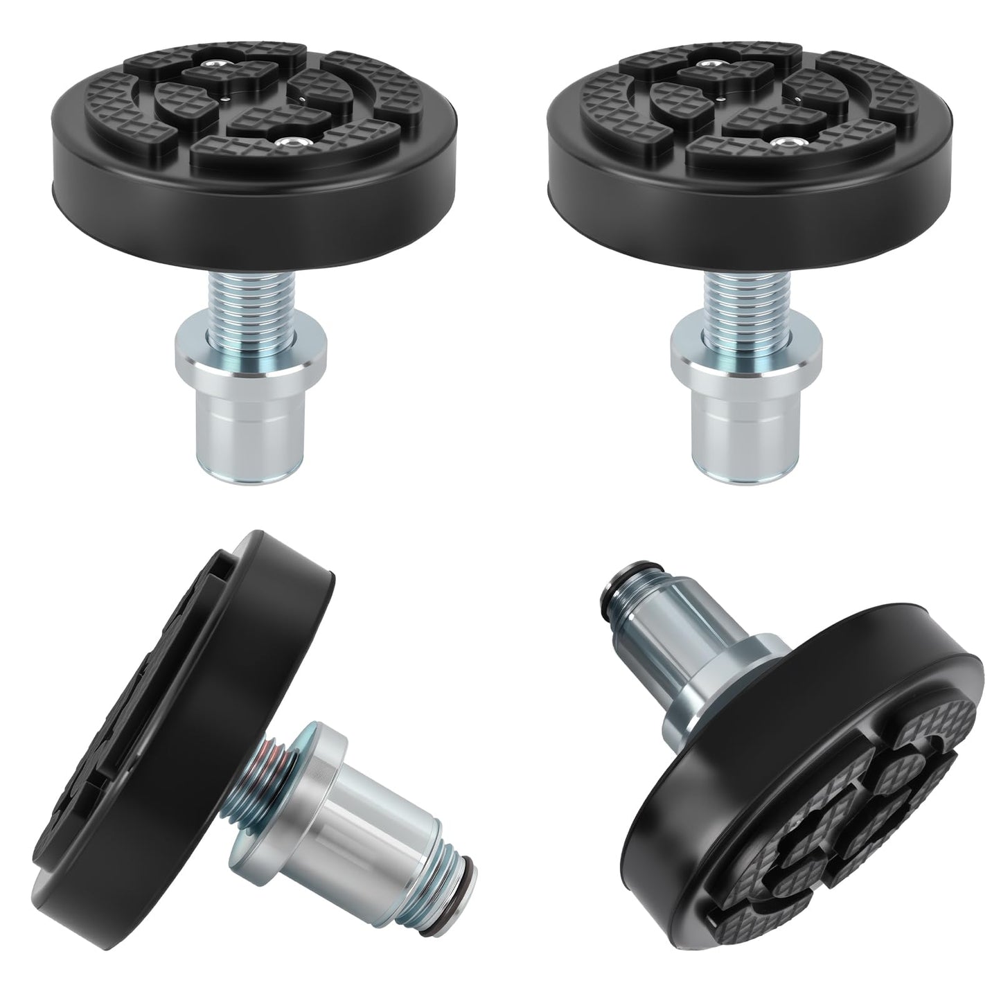 4-Pack 50mm Shaft Diameter Car Lift Round Tray Rubber Pads, Heavy-Duty Screw-Up Heightening Feet Plus High Leg Extension Pads for 2-Post Lifts, Adjustable Support Tray Set