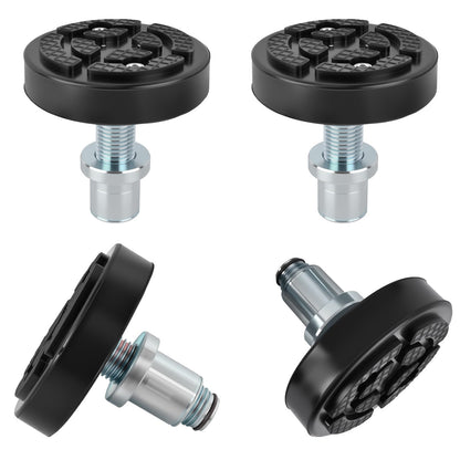 4-Pack 50mm Shaft Diameter Car Lift Round Tray Rubber Pads, Heavy-Duty Screw-Up Heightening Feet Plus High Leg Extension Pads for 2-Post Lifts, Adjustable Support Tray Set