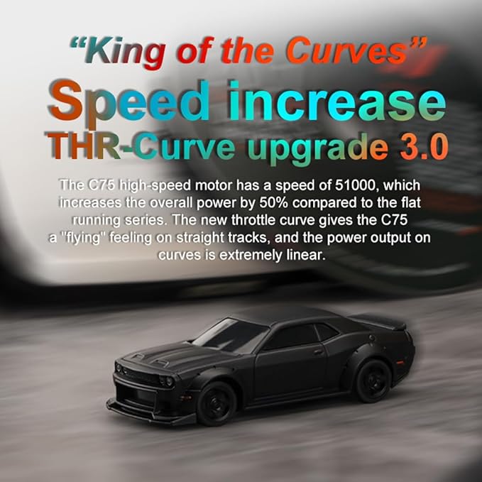 1:76 Turbo Racing Scale RC Sport Car Table Racing Remote Control Mini Model Car Full Proportional RTR Kit Toys (C75-black)