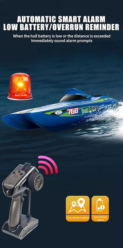 TX768 RC Jet Boat 30km/h High Speed Jet Boat Brushless Catamaran with 3×3S LiPo Batteries Water Cooled Engine 40cm ABS Hull Long Range RC for Lakes Rivers &amp Pools Brushless RC For Adults
