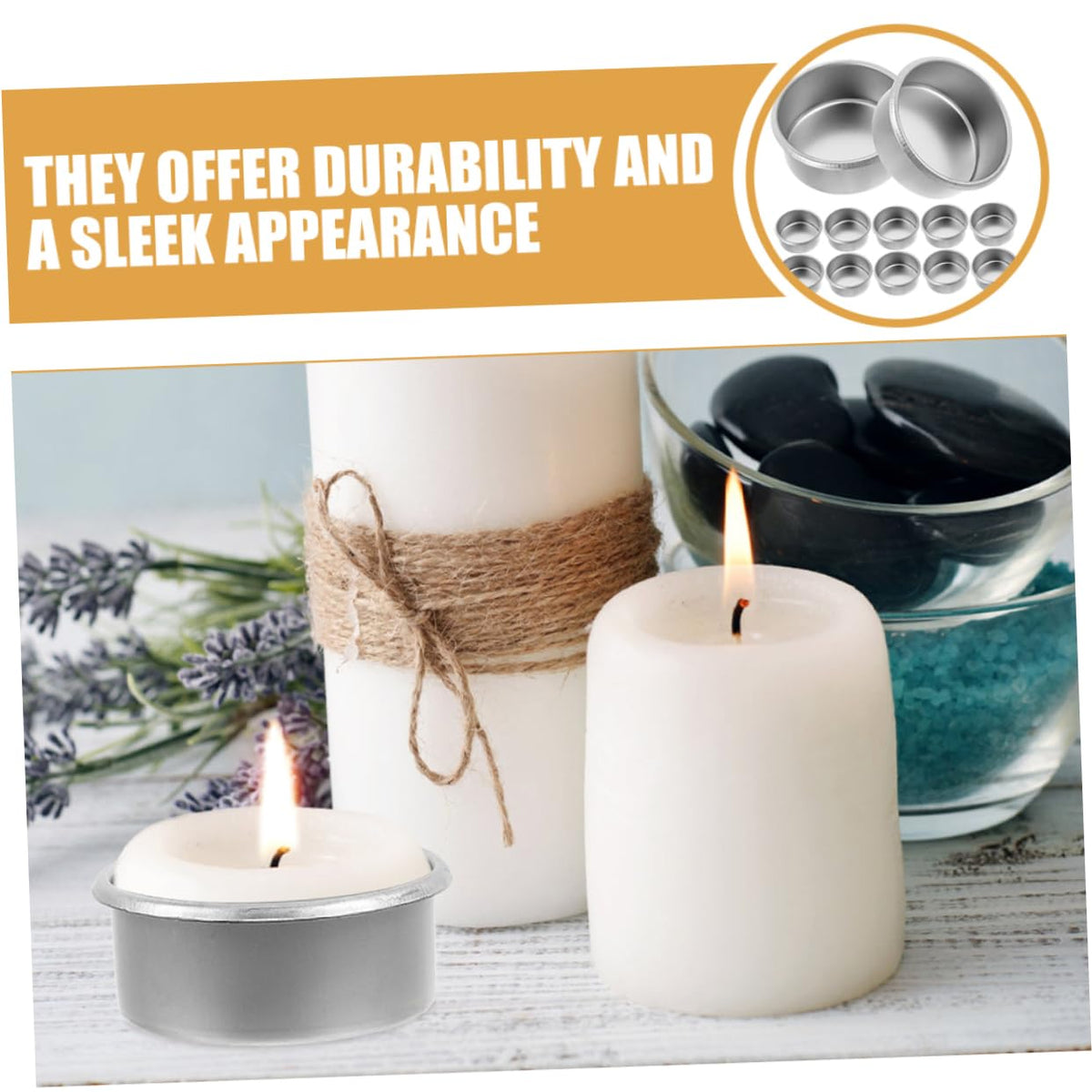 KONTONTY 15pcs Metal Tealight Holder Modern DIY Candle Making Tins for Home Decor Sturdy Containers for Aromatherapy and Fragrance Diffusion