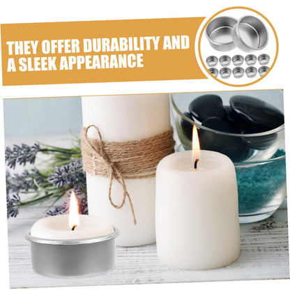 KONTONTY 15pcs Metal Tealight Holder Modern DIY Candle Making Tins for Home Decor Sturdy Containers for Aromatherapy and Fragrance Diffusion