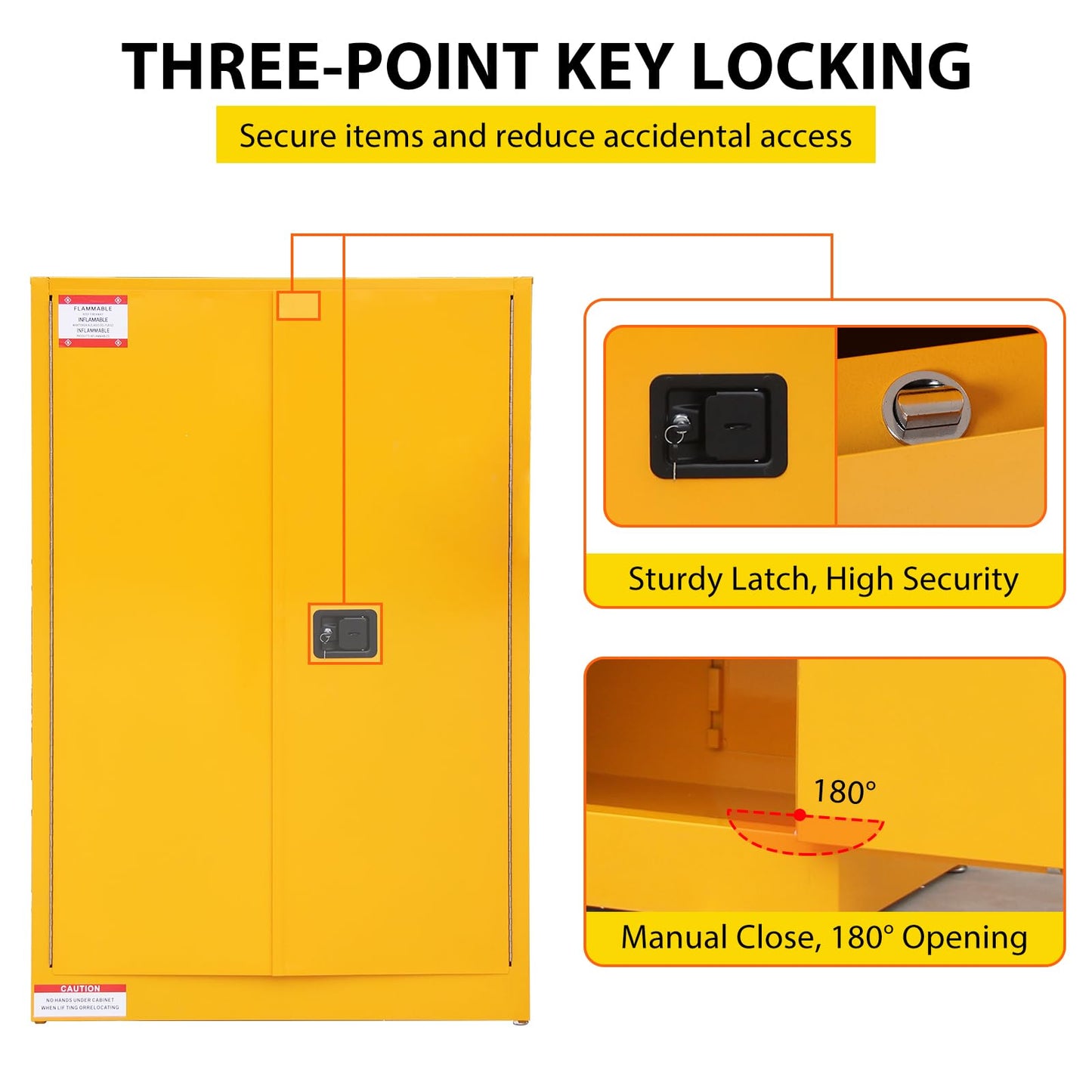 PeacefulHues 45 Gal Flammable Safety Cabinet, Large Capacity Flammable & Chemical Storage Cabinet, Heavy-Duty 2-Door Fireproof Cabinet for Industrial Warehouse, Factory, Workshop