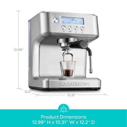 CASABREWS Ultra Espresso Machine with LCD Display, 20 Bar Espresso Maker with Powerful Milk Frother, Customizable Brewing Temperature, Barista-Level Latte and Cappuccino Machine for Home, Silver
